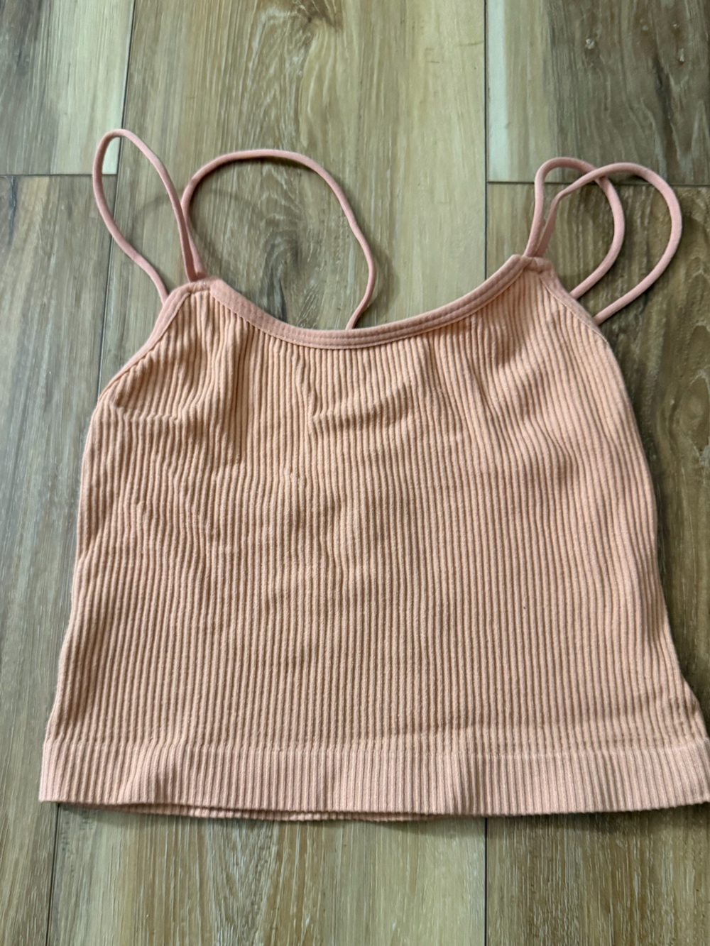Rue21 Peach Ribbed Spaghetti-Strap Crop Top